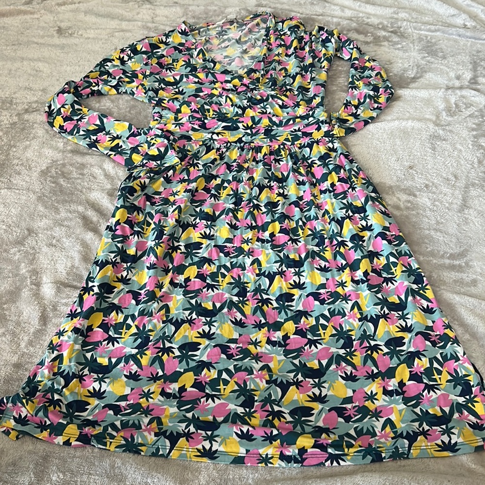 Boden layla faux wrap dress in palm print
